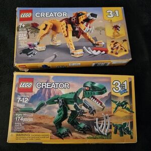 LEGO Creator Mighty Dinosaurs & Wild Lion 2-Pack Kids Toy Sets (Open Boxes)